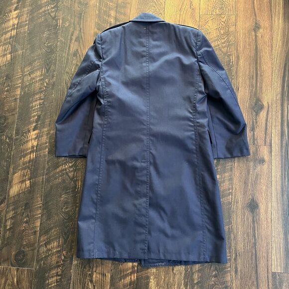 VINTAGE MARCIE DALE AIR FORCE OVERCOAT MENS 35 XS WOOL BLUE PEWTER BUTTONS 70s - Picture 5 of 13